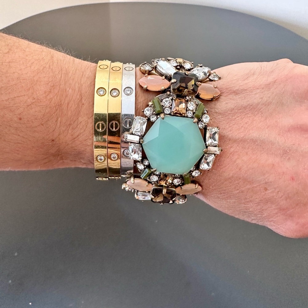 NWT Vintage RARE luxury J. Crew Art Deco Inspired Crystal Statement Bracelet - Picture 13 of 17
